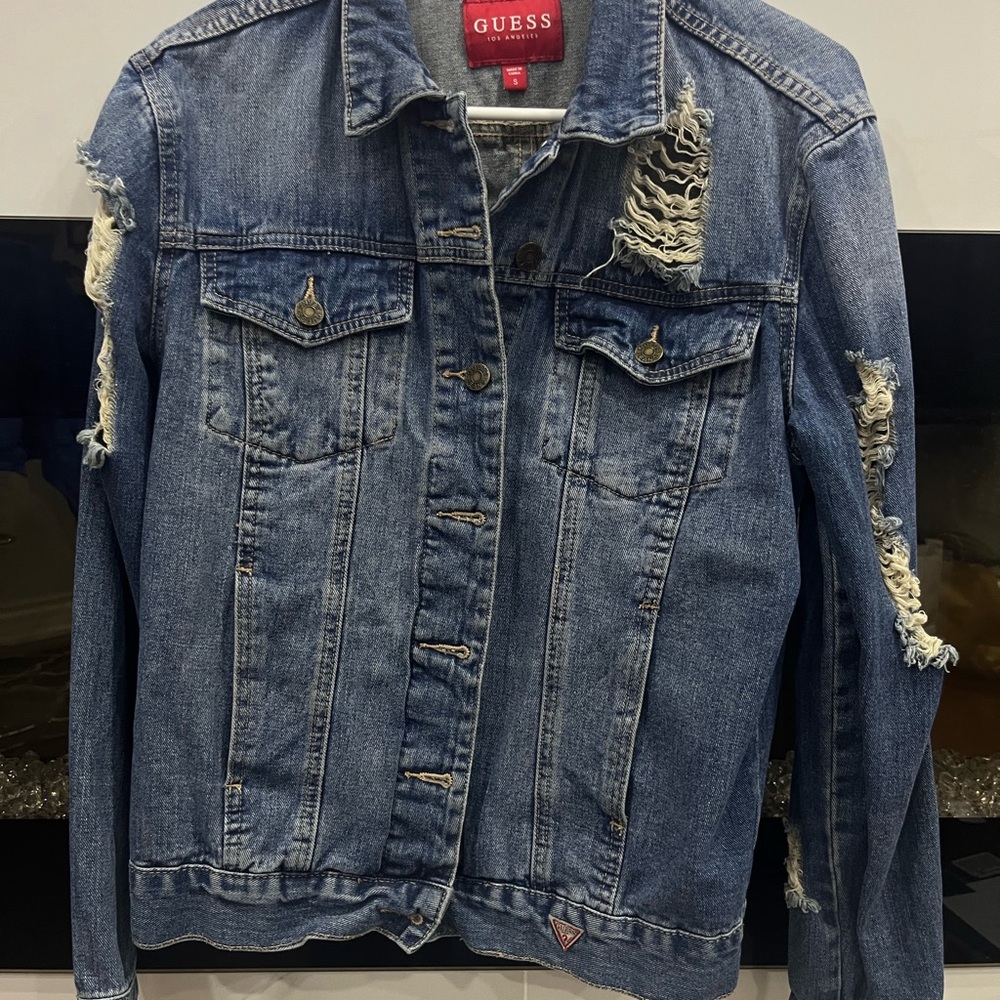 Guess Blue Distressed Jean Jacket